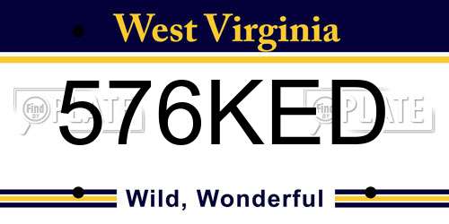 576KED West Virginia License Plate
