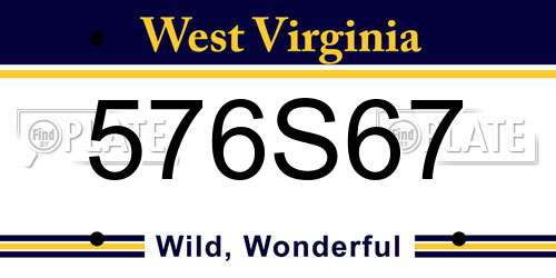 576S67 West Virginia License Plate