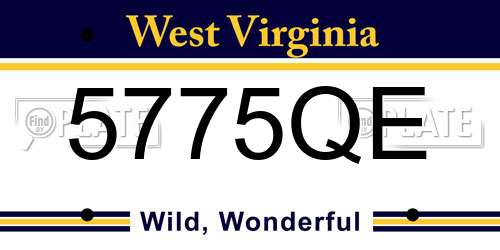 5775QE West Virginia License Plate