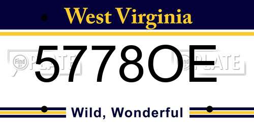 5778OE West Virginia License Plate