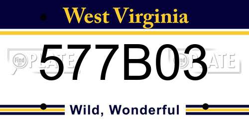 577B03 West Virginia License Plate
