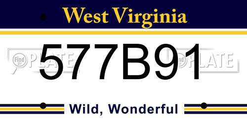 577B91 West Virginia License Plate