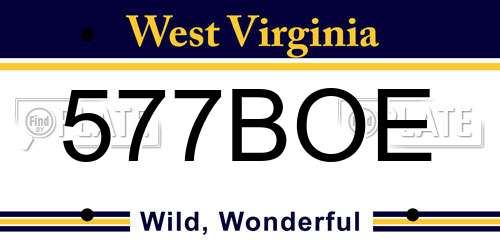 577BOE West Virginia License Plate