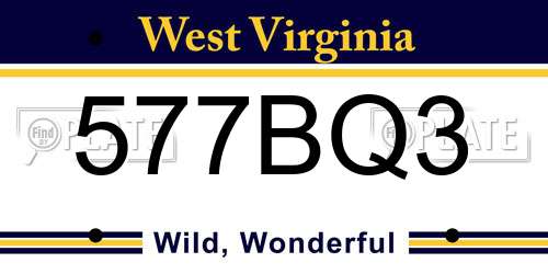 577BQ3 West Virginia License Plate