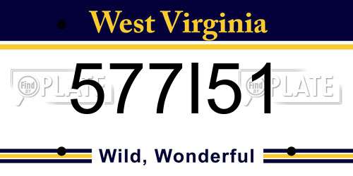 577I51 West Virginia License Plate