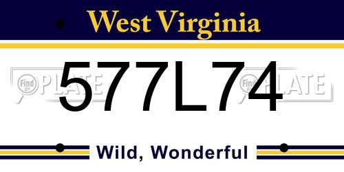 577L74 West Virginia License Plate