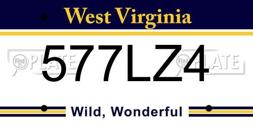577LZ4 West Virginia License Plate