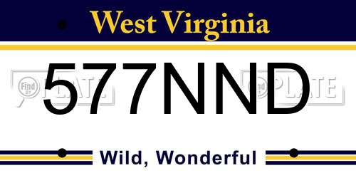 577NND West Virginia License Plate