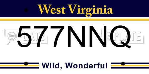 577NNQ West Virginia License Plate