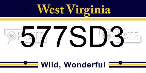 577SD3 West Virginia License Plate