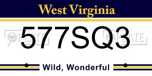 577SQ3 West Virginia License Plate