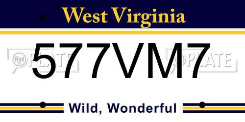 577VM7 West Virginia License Plate