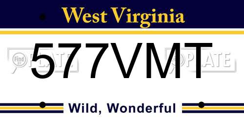 577VMT West Virginia License Plate