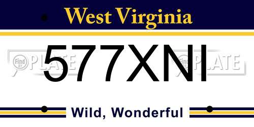 577XNI West Virginia License Plate