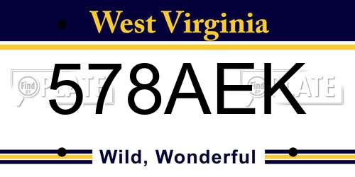 578AEK West Virginia License Plate
