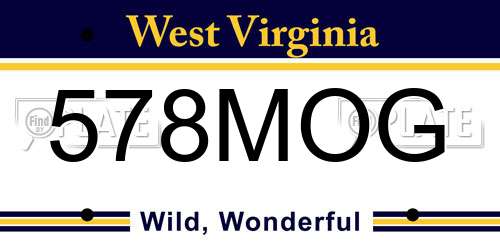 578MOG West Virginia License Plate