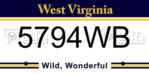 5794WB West Virginia License Plate
