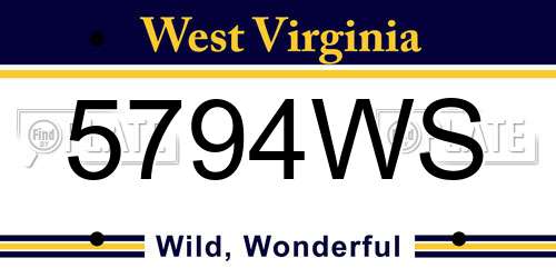 5794WS West Virginia License Plate