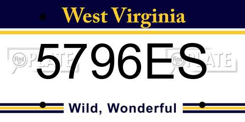 5796ES West Virginia License Plate