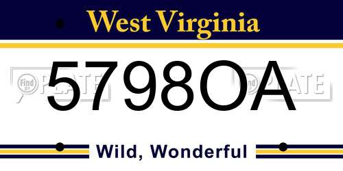 5798OA West Virginia License Plate