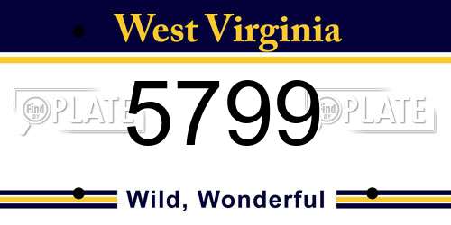 5799 West Virginia License Plate