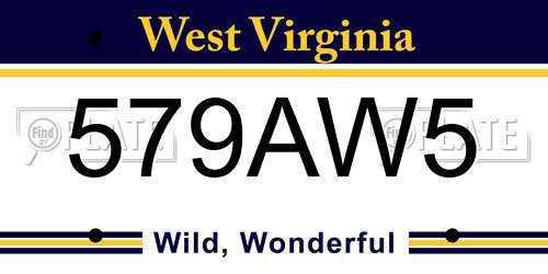 579AW5 West Virginia License Plate