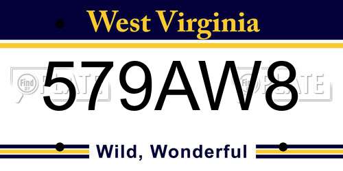 579AW8 West Virginia License Plate