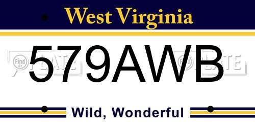 579AWB West Virginia License Plate