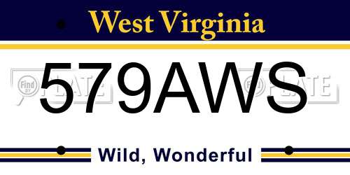 579AWS West Virginia License Plate