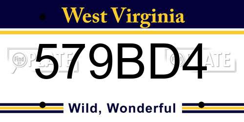 579BD4 West Virginia License Plate