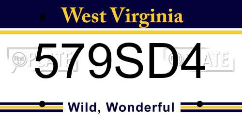 579SD4 West Virginia License Plate