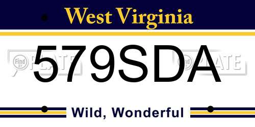 579SDA West Virginia License Plate