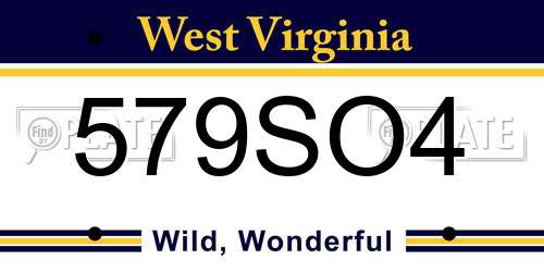 579SO4 West Virginia License Plate