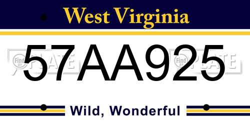 57AA925 West Virginia License Plate
