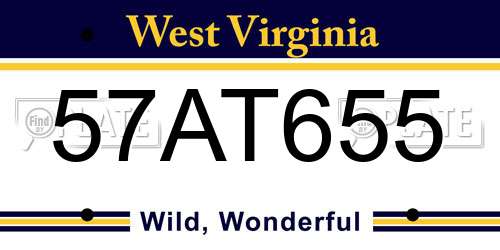 57AT655 West Virginia License Plate