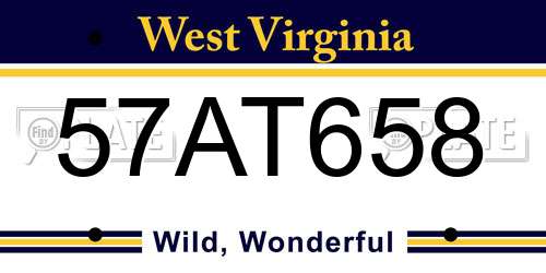 57AT658 West Virginia License Plate