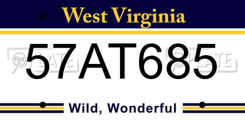 57AT685 West Virginia License Plate