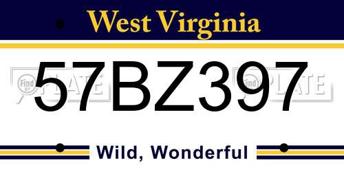 57BZ397 West Virginia License Plate