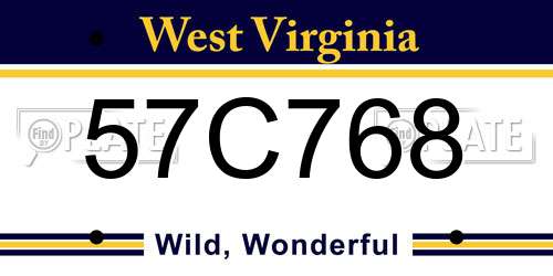 57C768 West Virginia License Plate