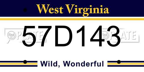57D143 West Virginia License Plate