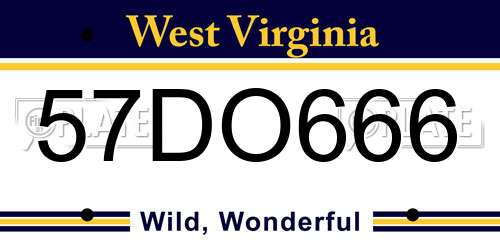 57DO666 West Virginia License Plate