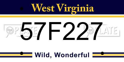 57F227 West Virginia License Plate