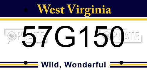 57G150 West Virginia License Plate