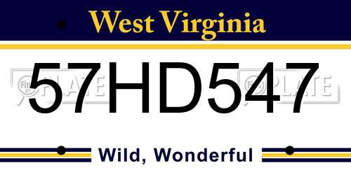 57HD547 West Virginia License Plate