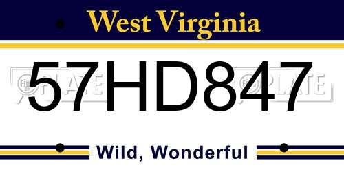 57HD847 West Virginia License Plate