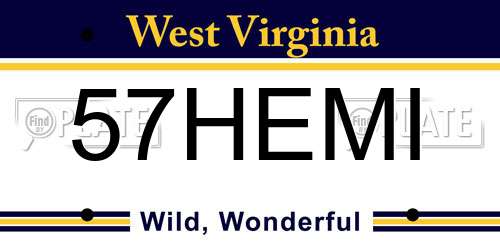 57HEMI West Virginia License Plate