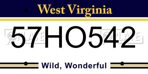 57HO542 West Virginia License Plate
