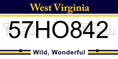 57HO842 West Virginia License Plate