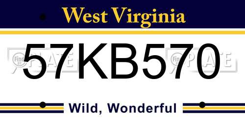 57KB570 West Virginia License Plate