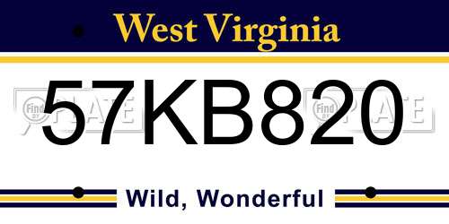 57KB820 West Virginia License Plate